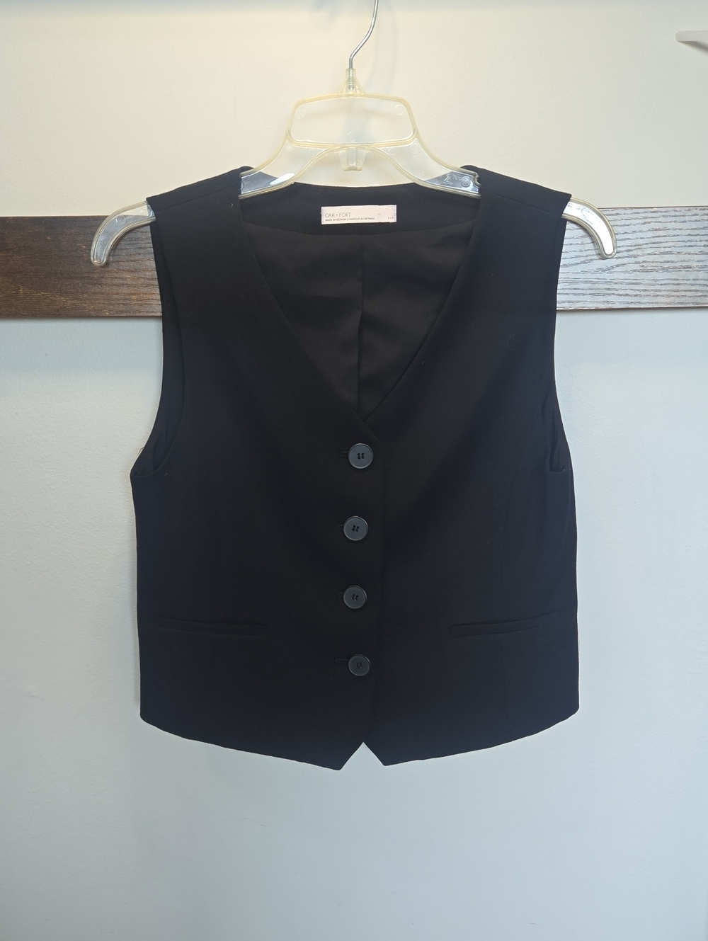 OAK + FORT Black Tailored Button Vest